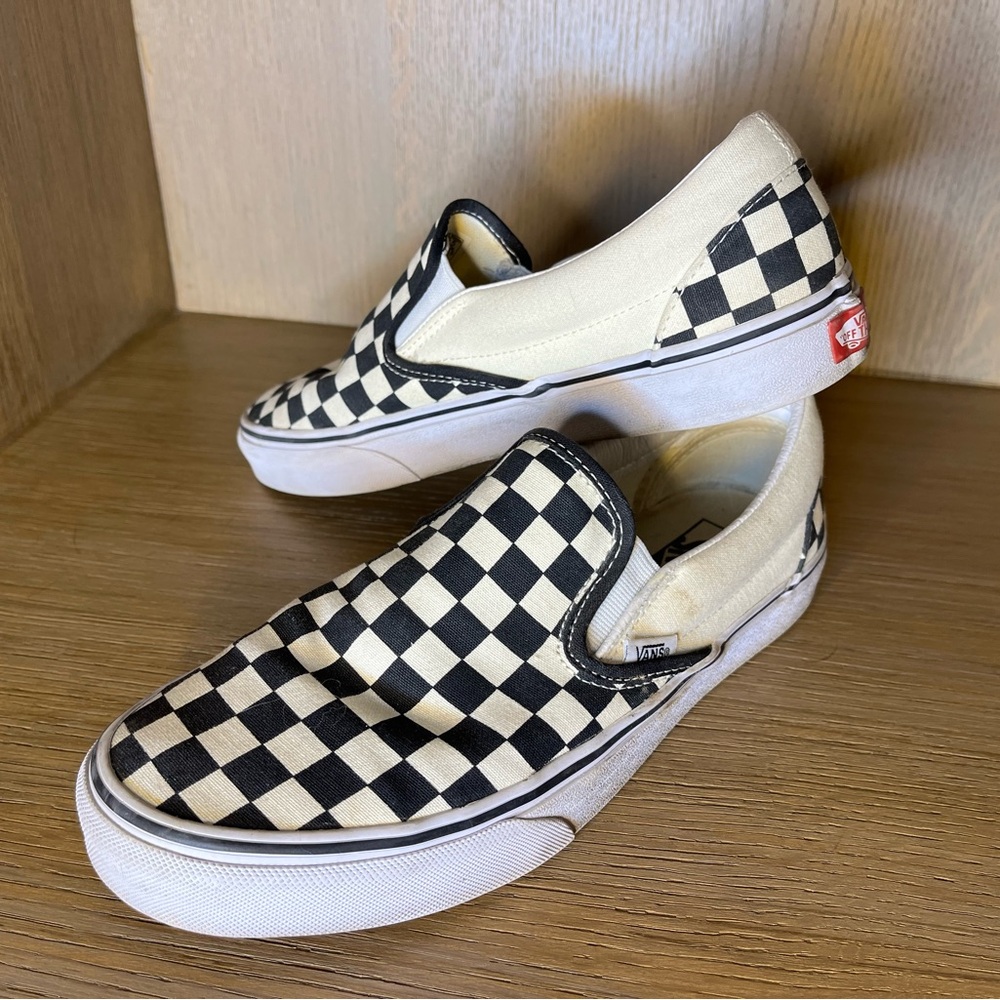 Vans Black and White Checkerboard Slip-On Shoes